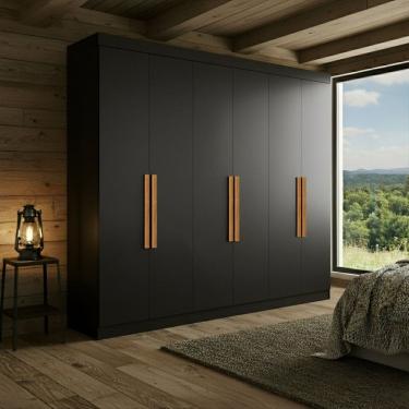 Imagem de Guarda-roupa 6 Portas com Puxador 50cm Albert Preto