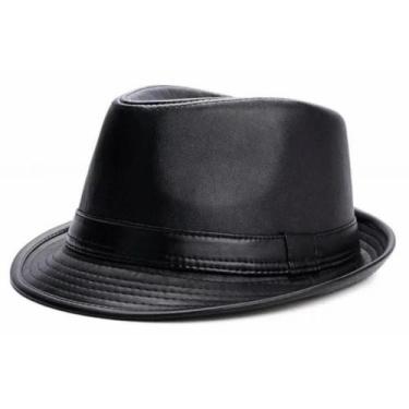 Imagem de Chapéu Fedora Tipo Panamá Couro Aba Curta Preto - Tamanho Único - Mizu