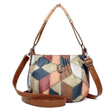 Imagem de Bolsa Messenger Patchwork Vintage de couro macio para mulher - yiweisa