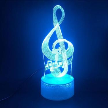 Imagem de Luz noturna LED 3D, anotações musicais, mudanças de cor, crianças - Yi