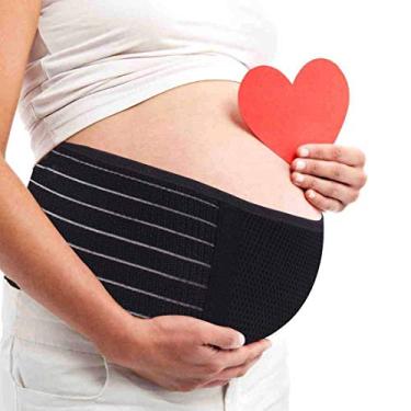 Imagem de Faixa de barriga para gestantes cinto de maternidade suporte de gravidez faixa de amortecimento abdominal cinto - Alivia a dor nas costas, pélvica e quadril (respirável/ajustável), Preto, 45.3”*4.9“