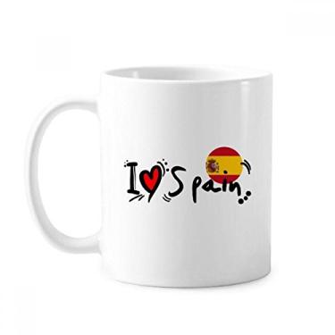 Imagem de I Love Spain Word Flag Love Heart Illustration Mug Cerâmica Coffee Porcelain Cup Tableware