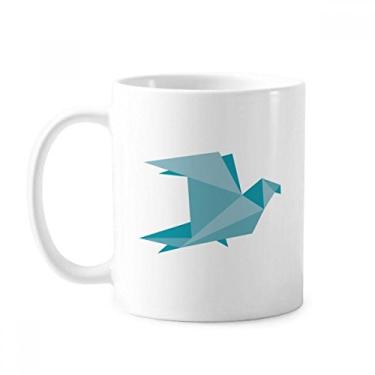Imagem de Caneca de cerâmica com estampa de pombo abstrata de origami verde cerâmica xícara de porcelana de café