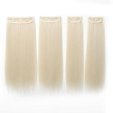 Imagem de CIADAZ Conjunto de 4 peças de clipes de extensão de cabelo longo e reto para mulheres, clipe em peças de peruca de aparência natural, fácil de usar, 22 polegadas de comprimento, 190 g de peso para pen