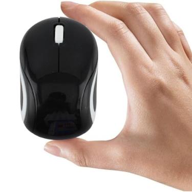 Imagem de Thanice Mini Mouse - Mouse infantil óptico sem fio pequeno para escola, viagens e PC/Mac - Receptor USB (preto)