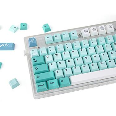 Imagem de BowJian Conjunto de teclas PBT de 142 teclas PBT para teclados mecânicos GH60 / GK64 / GK61 / 64/68/87/104 Gateron, Kailh, Cherry MX Switches (Iceberg Inglês)