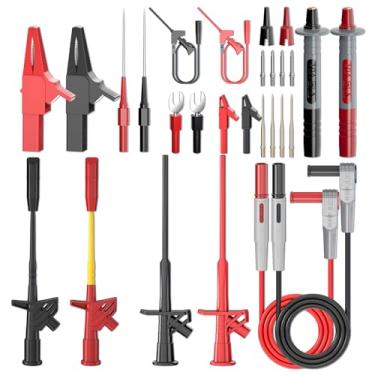 Imagem de Goupchn 28PCS Kit de cabos de teste de multímetro com clipes jacaré Sondas de teste flexíveis de alta tensão Clipe de teste de perfuração de isolamento