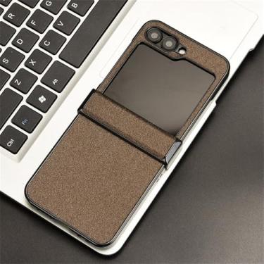 Imagem de Para Samsung Galaxy Z Flip 6 Case para Galaxy Z Flip6 Flip 6 Capa traseira de couro Capa de telefone, marrom, para Galaxy Z Flip 6