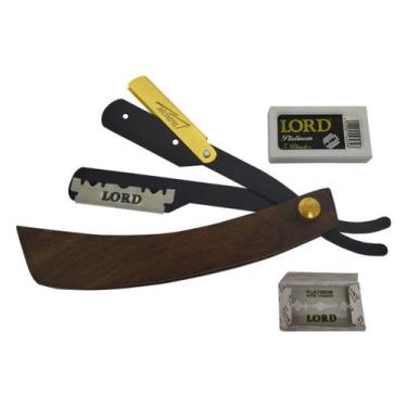 Imagem de Navalhete Barbeiro Cabo Madeira + 05 Lâminas Barbear -Jc-007 - Mompil