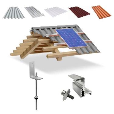 Imagem de Kit Estrutura Suporte Linha C 01 Placa Solar Viga Madeira - Kaztec