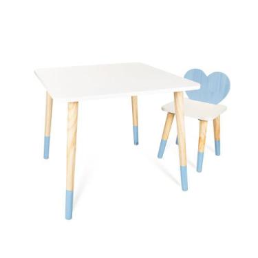 Imagem de Kit Mesa e Cadeira Infantil Coração - Eita! Casa Perfeita, Azul claro