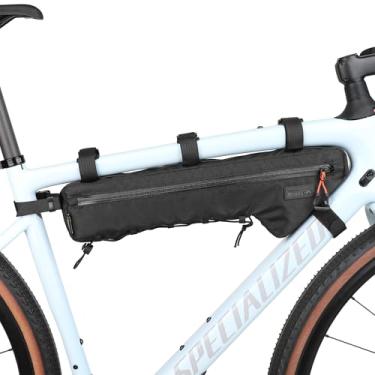 Imagem de Rhinowalk Bolsa para quadro frontal de bicicleta, bolsa triangular, leve, extralonga de 2,4 L, bolsa de nylon para mountain road bike (preto)
