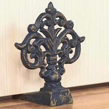 Imagem de Batente de porta de ferro fundido Heavy Metal Fleur De Lis Adequado para Pátio Retro Black Copper