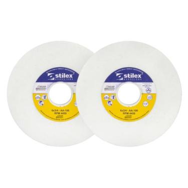Imagem de Kit 02 Rebolo Pedra De Esmeril P/ Aço 6 X 3/4 Gr 100 Stilex