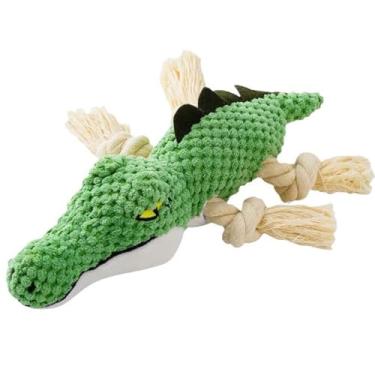 Imagem de Brinquedos de pelúcia de animais de pelúcia barulhentos com resistente a mordidas e algodão PP 8,89 cm modelo de pelúcia para animais de estimação (crocodilo com nó)