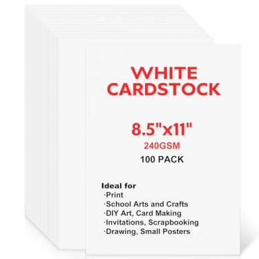 Imagem de Greatshoot Quadro de pôster, 100 peças, papel branco para pôster, 21 x 27 cm, espessura de 240 g/m2, para artes e artesanato escolar, arte DIY, placas, pôsteres pequenos, exposições, pintura e muito