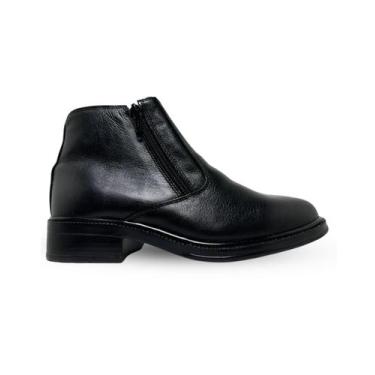 Imagem de Bota Botina Social Masculina Couro Pelica Extra Leve Com Zíper Preta -