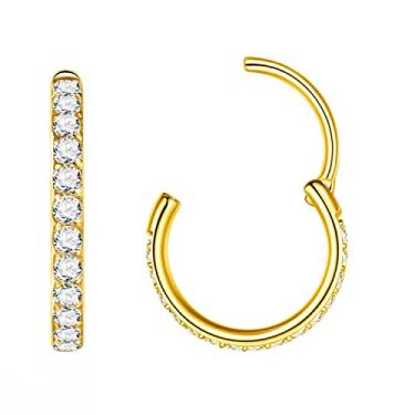 Imagem de LOVEBODYJEWELRY Piercing de nariz sem costura de aço cirúrgico 316L, argola de cartilagem prata/ouro/ouro rosa/preto 16G 18G 20G 6mm-12mm CZ Helix Rook Tragus Lobe Body Pierecing Joias Segmento Clicker Lip Rings Brincos Rook, Zircônia cúbica, zircônia, metal, aço, Zircônia cúbica