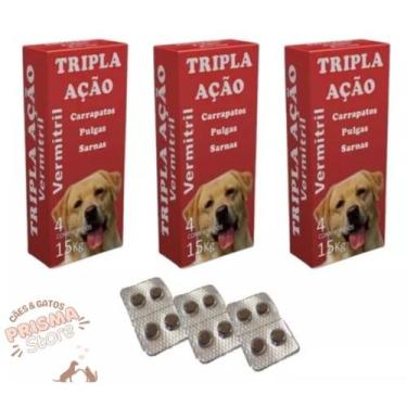 Imagem de Antipulgas, Carrapatos e Sarnas Tripla Ação 12 Comp p Cães de 7,5 kg a