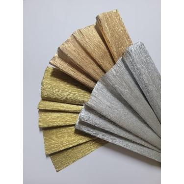 Imagem de Papel Crepom Impermeável Perolado/Metalizado 48cm x 2m - Kit 10 Unidades (BRONZE)