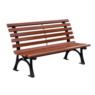 Imagem de Banco ao ar livre Banco de parque ao ar livre, com pernas de cadeira de alumínio fundido e encosto Banco de madeira de plástico, cadeira pública cênica de pátio Banco de jardim(L150xW60xH78 cm)