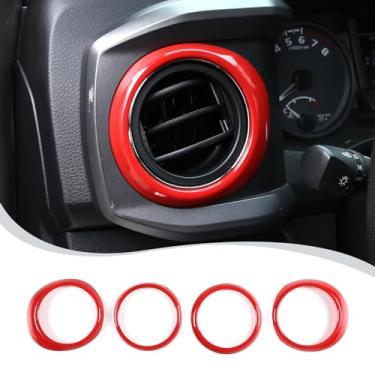 Imagem de LLKUANG Painel central console de ar condicionado anéis de ventilação para Toyota Tacoma 2016 2017 2018 2019 2020 (vermelho)