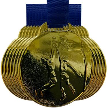 Imagem de Kit 100 Medalhas De Basquete Ouro Prata Bronze Escola 35mm ouro