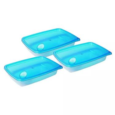 Imagem de Conjunto de Potes Plástico 1,1L 3 Peças SB Mclick Transparente Vedação