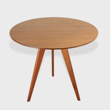 Imagem de Mesa de Jantar Redonda Base Tripé em Madeira Maciça - 80 Cm Mel