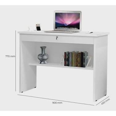 Imagem de Escrivaninha Mesa Aparador 01 Gaveta + Chave Branca Orquidea