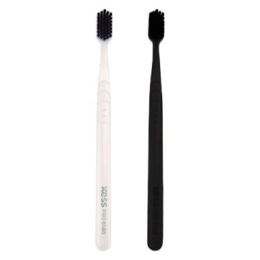 Imagem de Pack Com 2 Escovas Dentais Kess Pro 6580 Extras Macias Preto e Branco