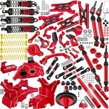 Imagem de RC Upgrades Part for 1/10 Granite/Senton 3S & Mega550,Shock,Links,A-Arm,Caster Block,Steering Blocks,Stub Axle Carriers,Gearbox,Covers,Center Driveshaft,CVD Axles,Support,Spline,Steering,57TGear,Red