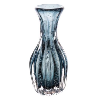 Imagem de Vaso De Plantas Flores Italy Vidro Murano Azul Bolhas 8x15cm Wolff