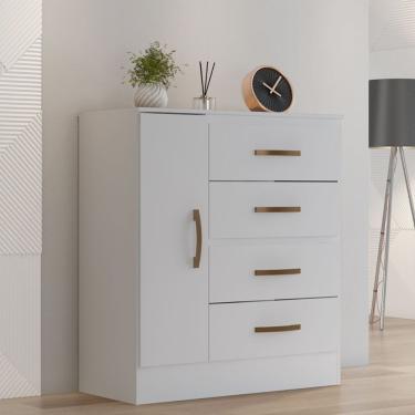 Imagem de Gaveteiro Com 4 Gavetas 1 Porta Rancharia Branco