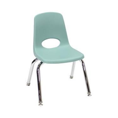 Imagem de Cadeira escolar de 30,5 cm, assento empilhável para estudantes com pernas de aço cromado e deslizadores giratórios; para sala de aula, escola em casa ou espaço de aprendizagem - espuma do mar