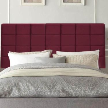 Imagem de Painel Estofado Luxo Clara 195cm King Size Para Cama Box Suede Bordô -
