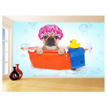Imagem de Papel De Parede Animal Cão Petshop Banho Tosa 3,5M Anm396 - Você Decor