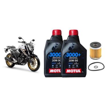 Imagem de Kit Troca Oleo 2L Motul 3000+ Mineral 20w50 + Filtro de Óleo Fazer Lan