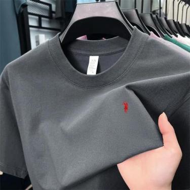 Imagem de Verão Casual Puro Algodão De Manga Curta Camiseta Designer Marca Pônei