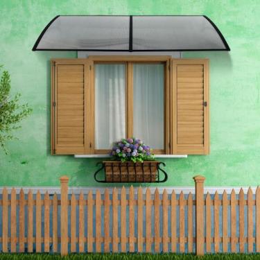 Imagem de Toldo de Policarbonato Plug Lar 1,2m x 50cm Preto com Translúcido  Pro