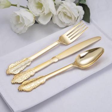 Imagem de Conjunto de talheres de plástico NOCCUR Gold 180 unidades para festas 