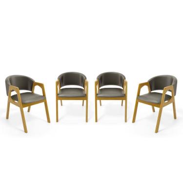 Imagem de Kit Com 4 Cadeiras Agatha Madeira Maciça Estofada Para Mesa De jantar