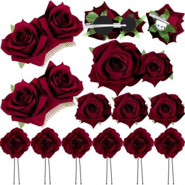 Imagem de Acessórios de cabelo Waydress Rose Flower Clip Set 12 peças