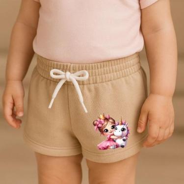 Imagem de Short Moletinho Infantil Feminino Estampado Princesa Unicórnio Estilos