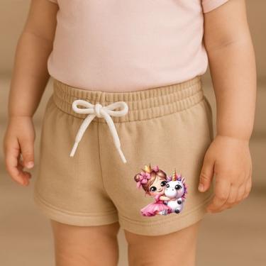 Imagem de Short Moletinho Infantil Feminino Estampado Princesa Unicórnio Estilos
