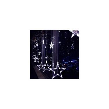 Imagem de Guirlanda de Natal: cascata de luzes LED, estrelas brancas frias - Lig