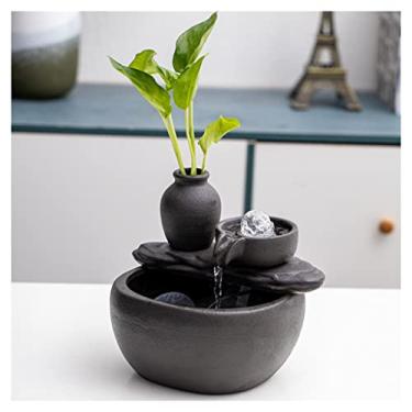 Imagem de XFNVXC Fonte decorativa interna de mesa fonte de mesa de cerâmica ornamento fonte de água circulante para decoração interna e de casa, fonte de jardim ornamental para casa