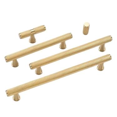 Imagem de CXYFQUUK Puxadores de móveis serrilhados de latão puxadores de gaveta armário guarda-roupa cômoda caixa de sapatos gaveta armário alças de bar de vinho 2 peças (64 mm)