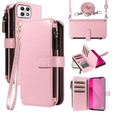 Imagem de Asuwish Capa de telefone para T-Mobile Revvl 7 5G capa com protetor de tela de vidro temperado e cordão com zíper carteira com compartimento para cartão flip suporte celular Tmobile Revvl7 T Mobile