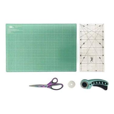 Imagem de Kit Base De Corte 30x45 Régua 15x30 Tesoura Cortador 45mm - ADB